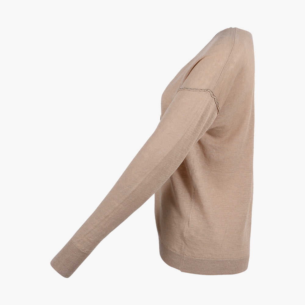 V-Cardigan Leinen (hellbraun, XXS) | hellbraun