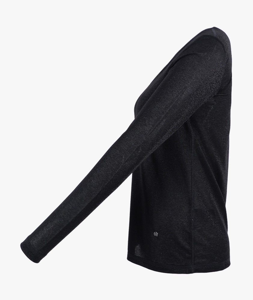 1/1 V-Shirt Lurex (schwarz, XXS) | schwarz
