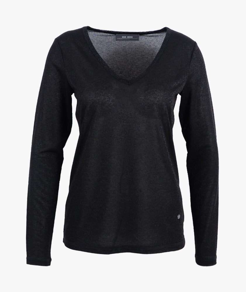 1/1 V-Shirt Lurex (schwarz, XXS) | schwarz