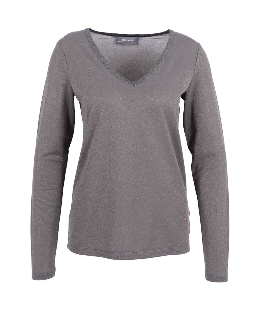 1/1 V-Shirt Lurex | oliv