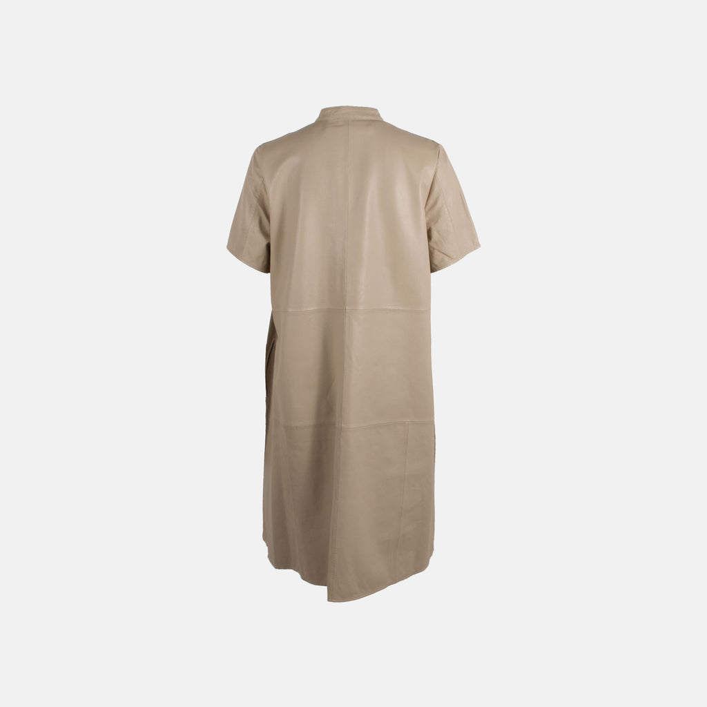 Lederkleid Halbarm | beige