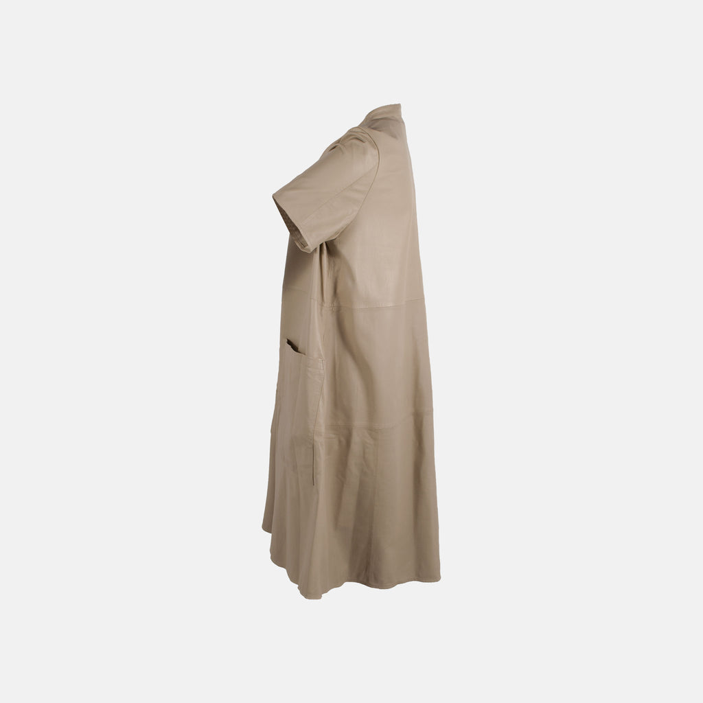Lederkleid Halbarm | beige