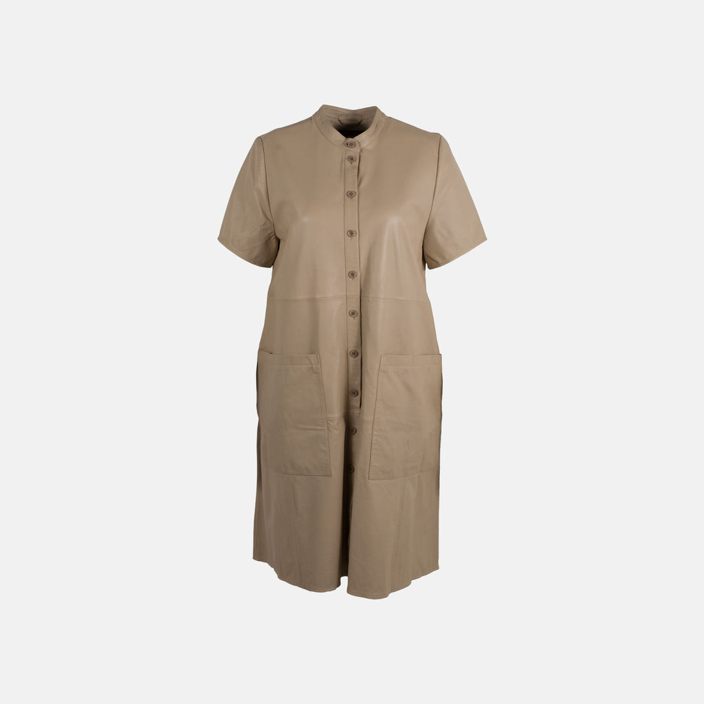 Lederkleid Halbarm | beige