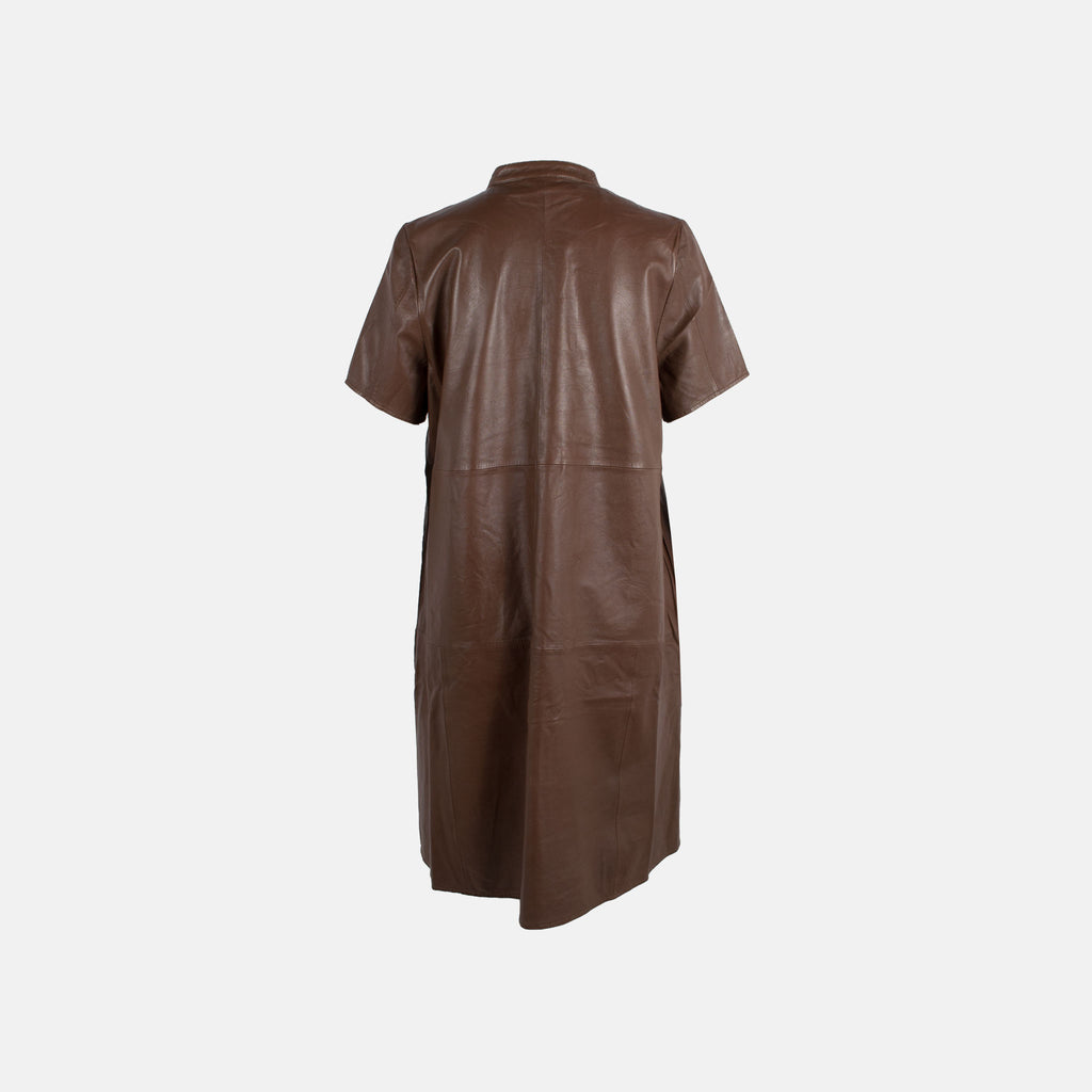 Lederkleid Halbarm | braun