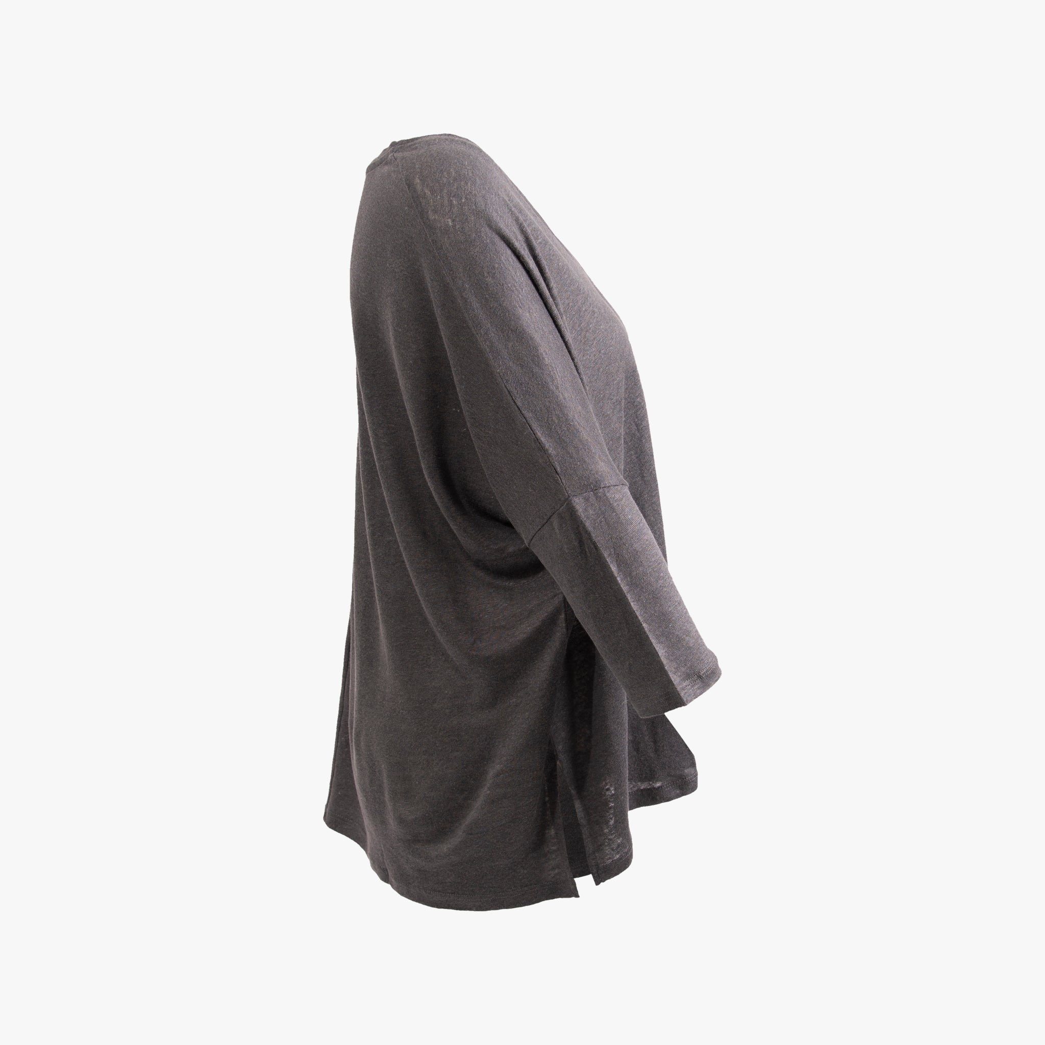 V-Leinenshirt 3/4 Arm | anthra