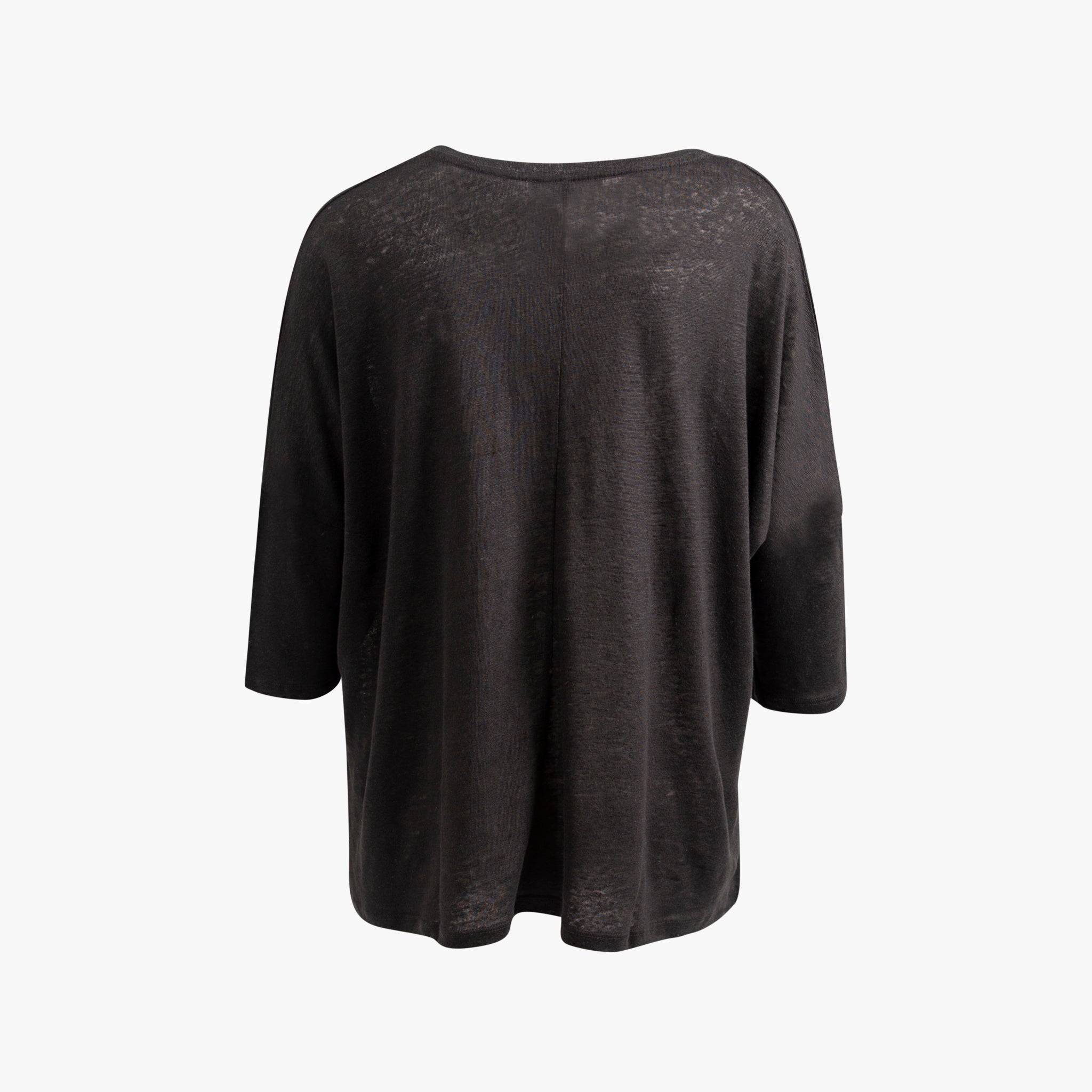 V-Leinenshirt 3/4 Arm | schwarz