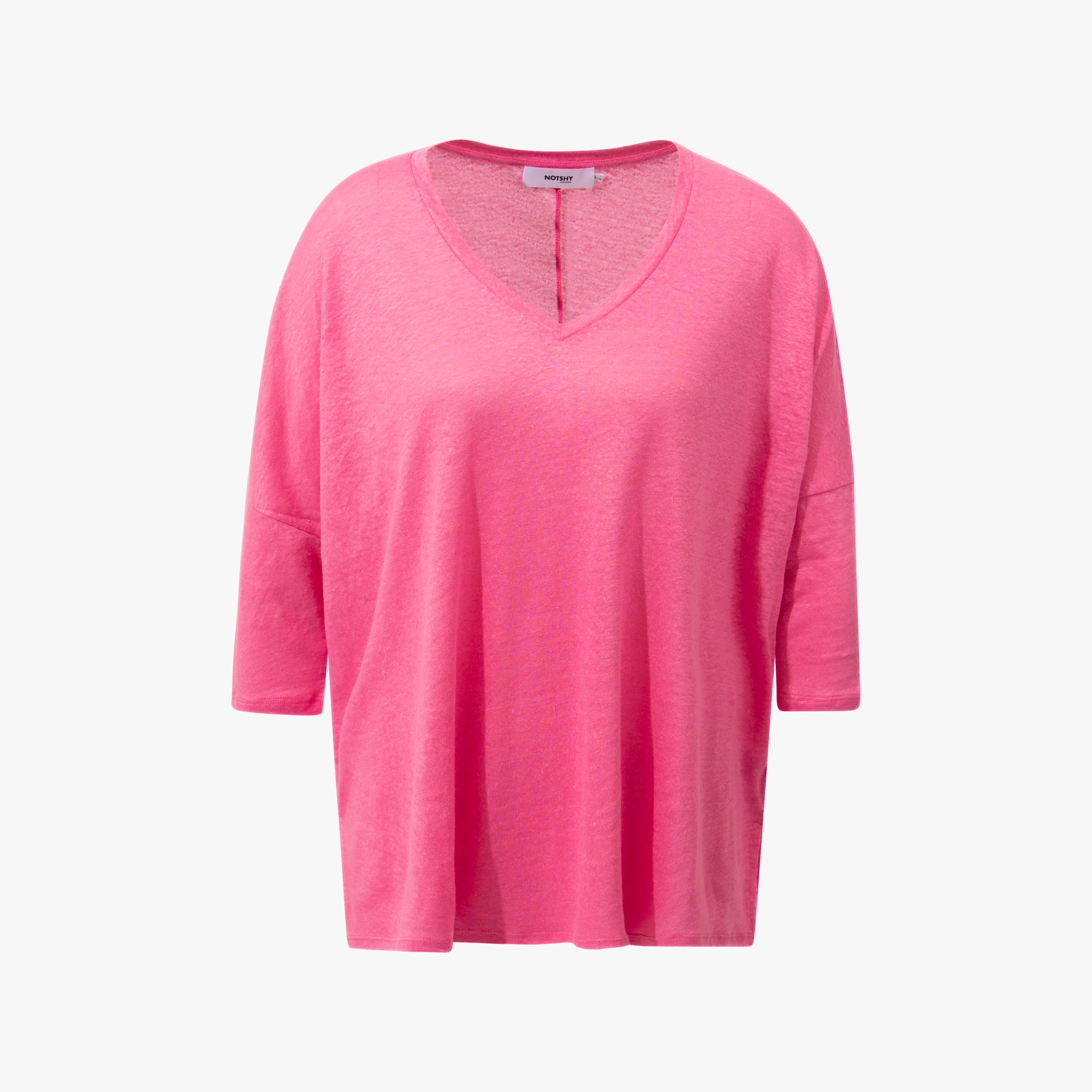 V-Leinenshirt 3/4 Arm | rosa