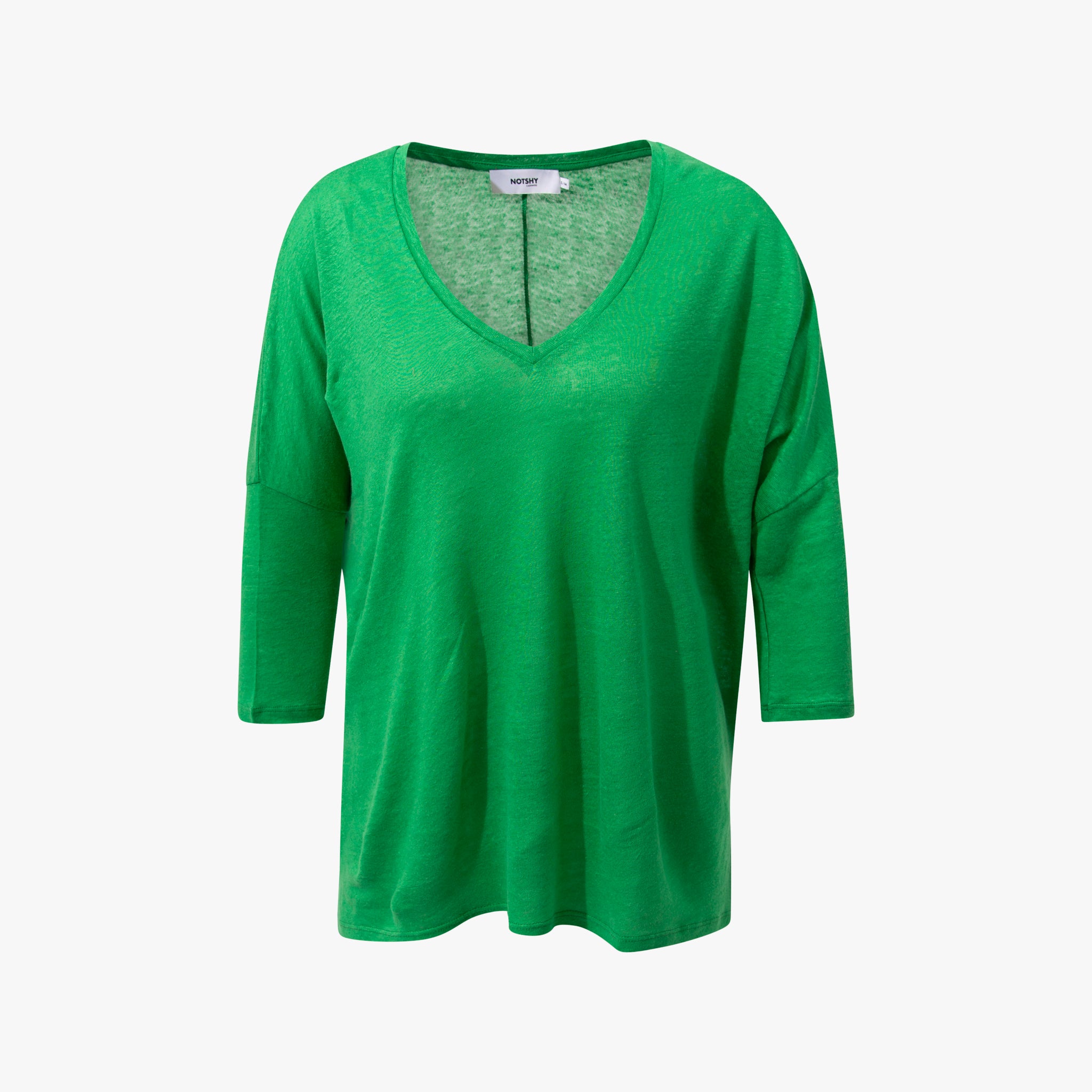 V-Leinenshirt 3/4 Arm | pinie