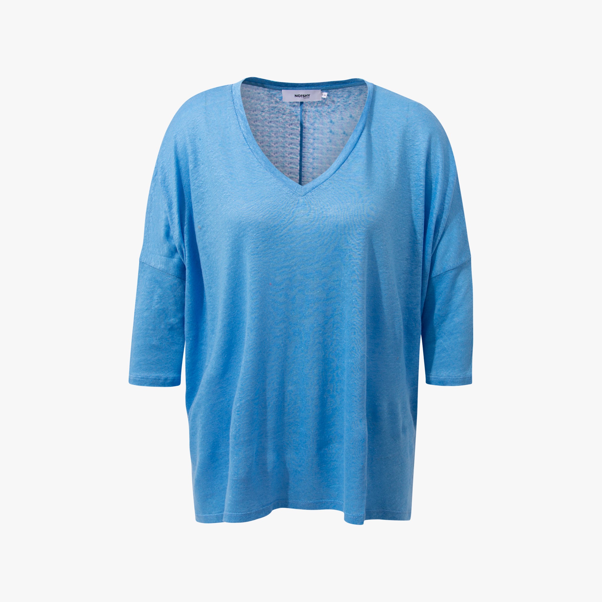 V-Leinenshirt 3/4 Arm | hellblau