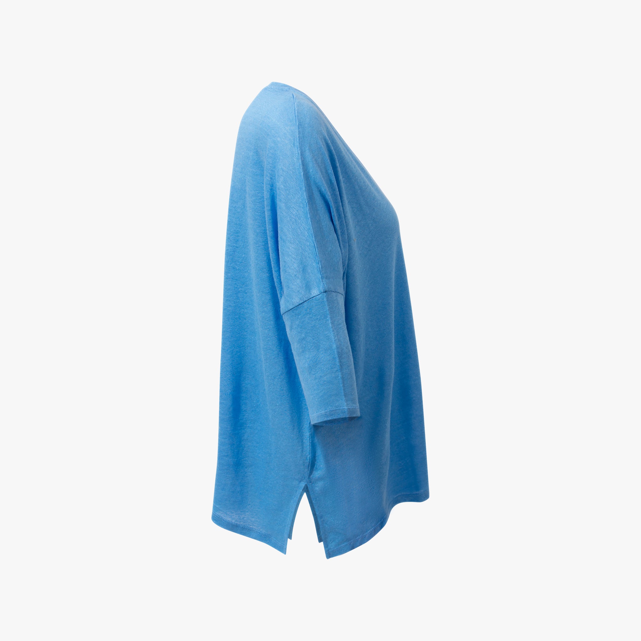 V-Leinenshirt 3/4 Arm | hellblau