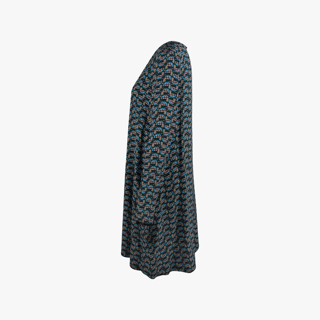 Kleid V-Neck Print | dunkelgrün