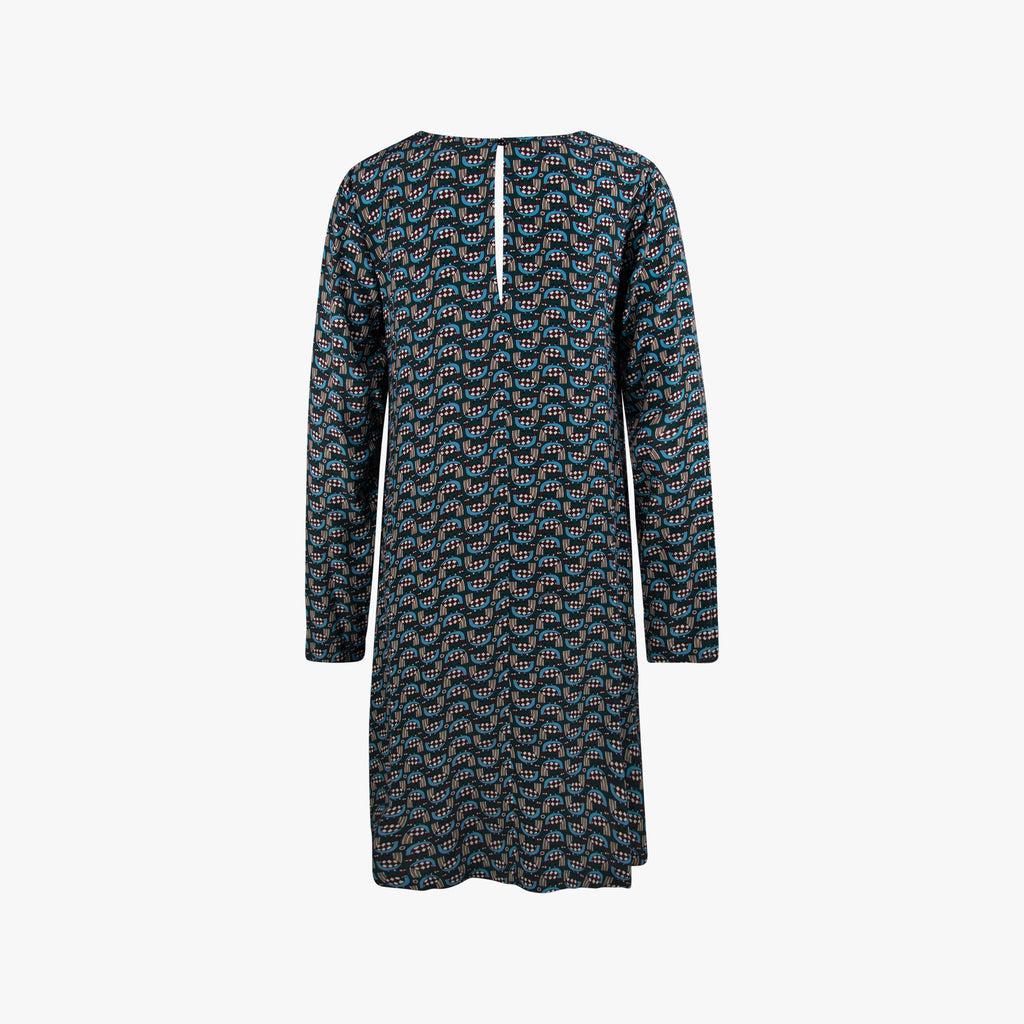 Kleid V-Neck Print | dunkelgrün