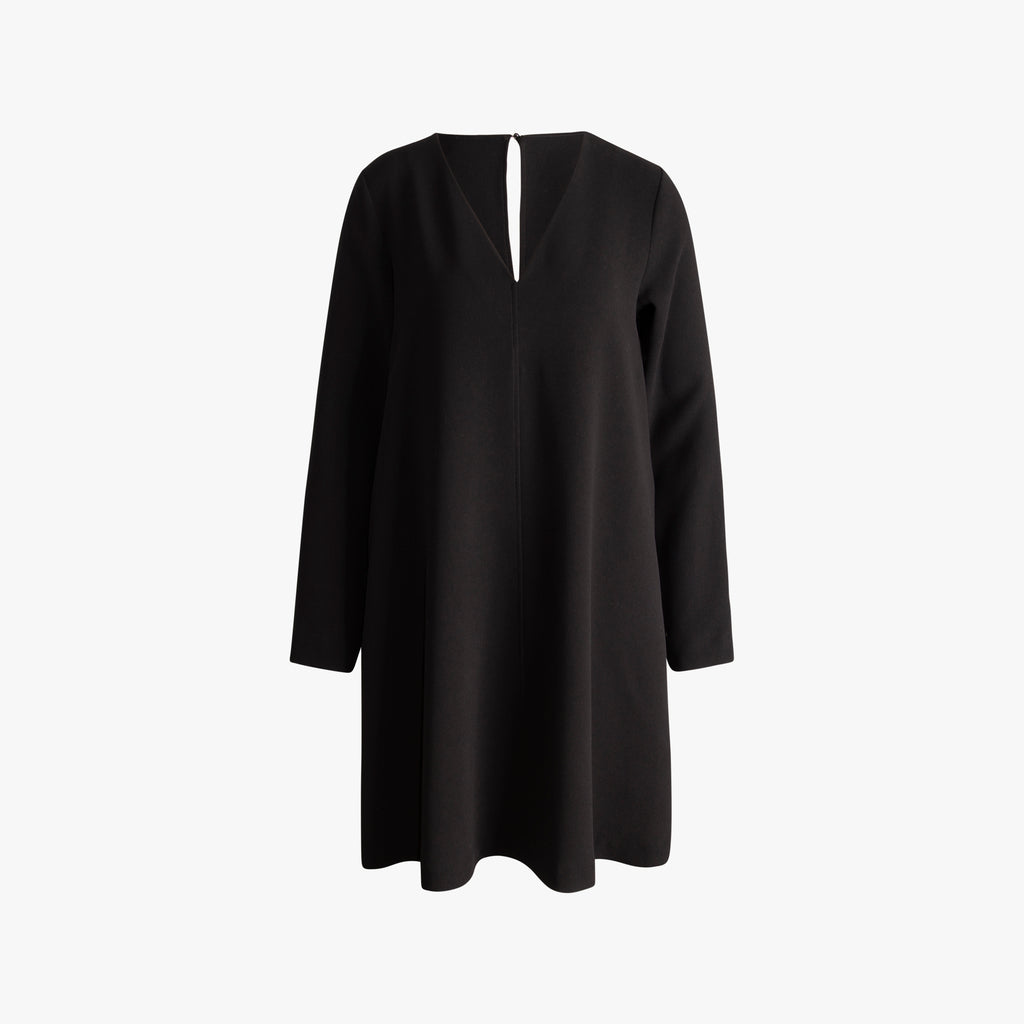 Kleid V-Neck uni | schwarz