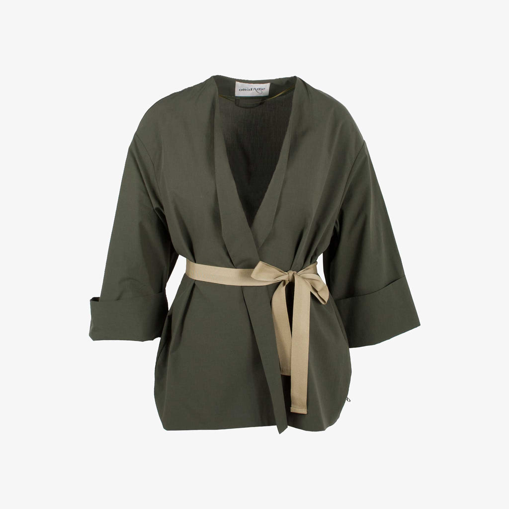 Kimonojacke Uni, Vorderansicht | oliv