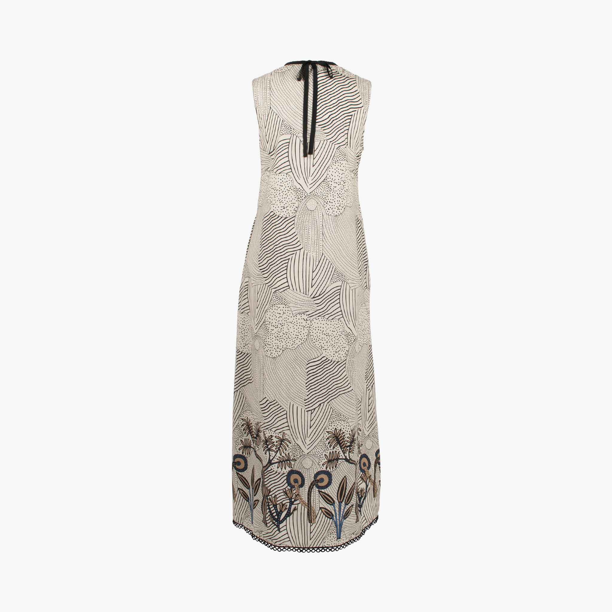 Maxikleid Print, Rückenansicht | creme