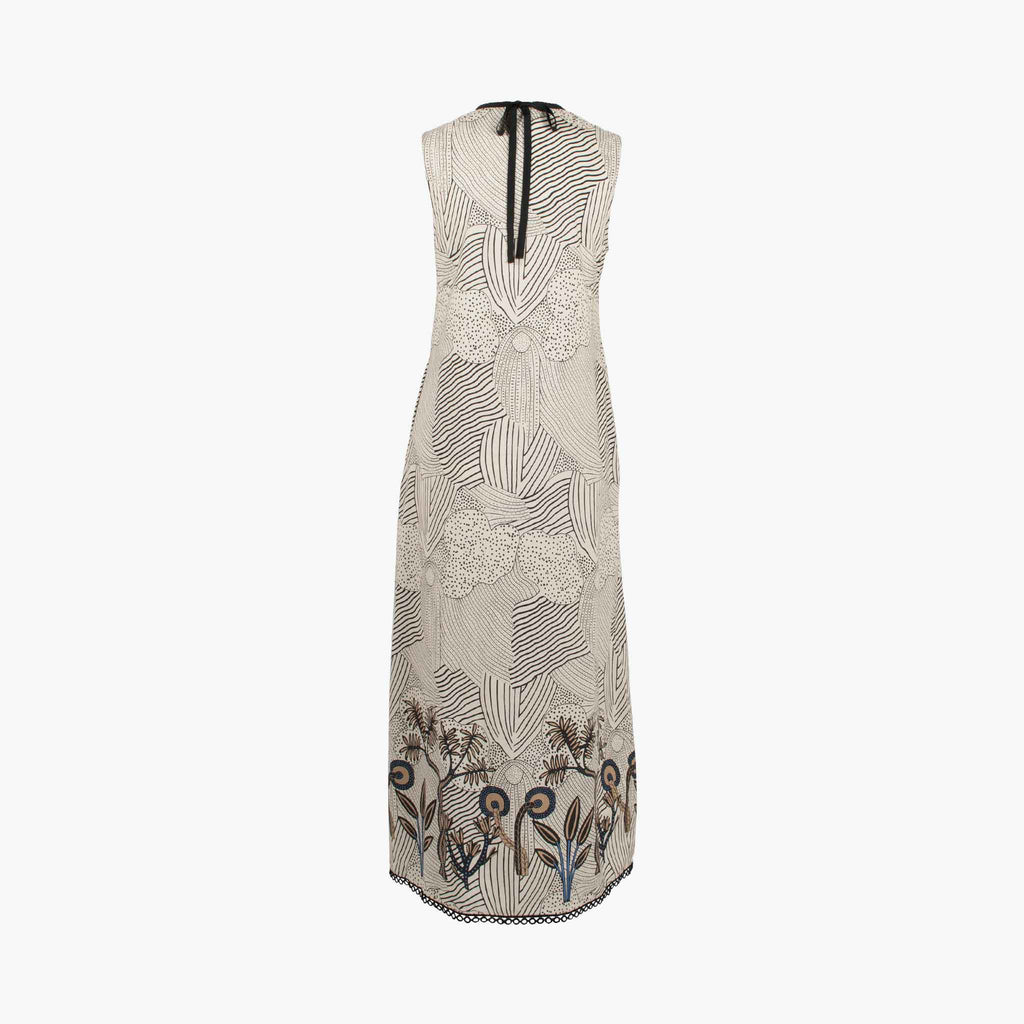 Maxikleid Print, Rückenansicht | creme