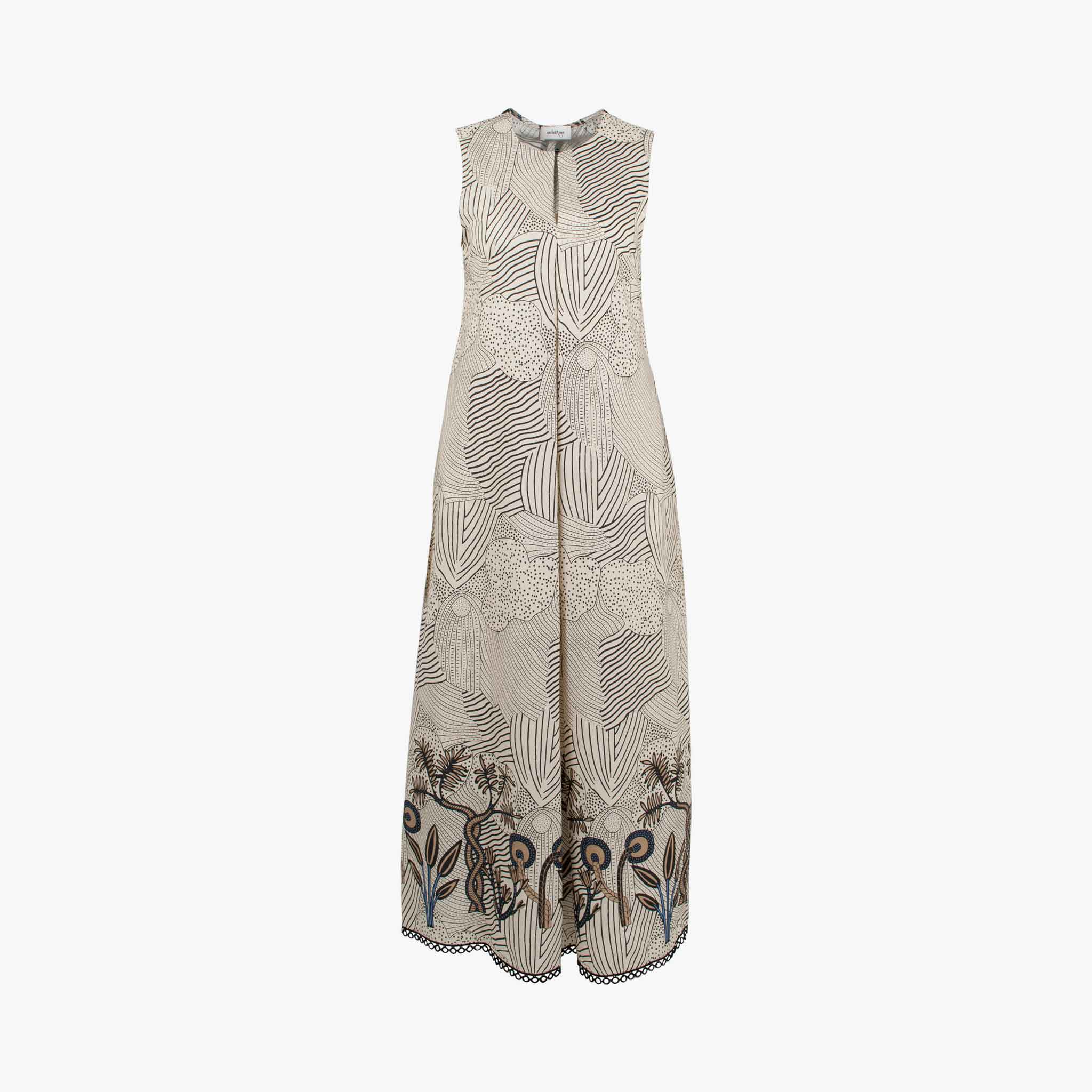 Maxikleid Print, Vorderansicht | creme