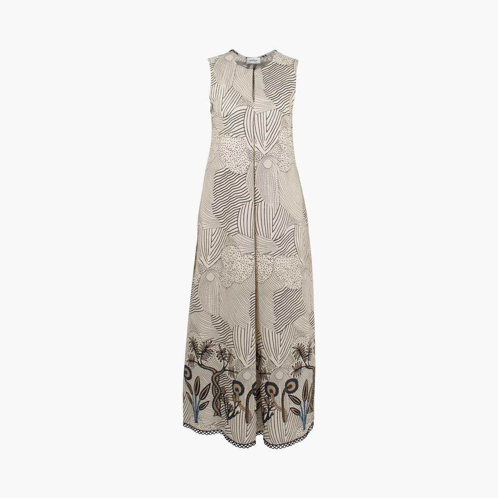 Maxikleid Print, Vorderansicht | creme