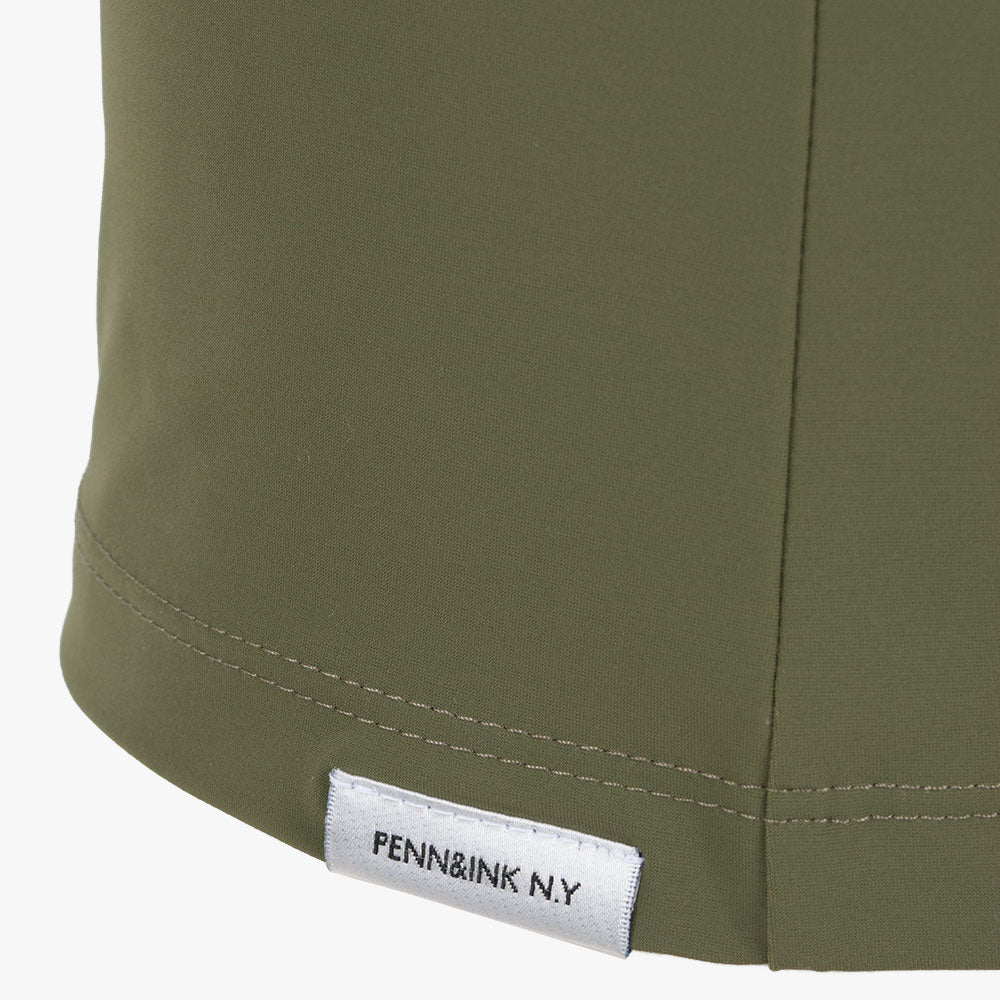 Schlupfbluse uni, Detail Logo | khaki