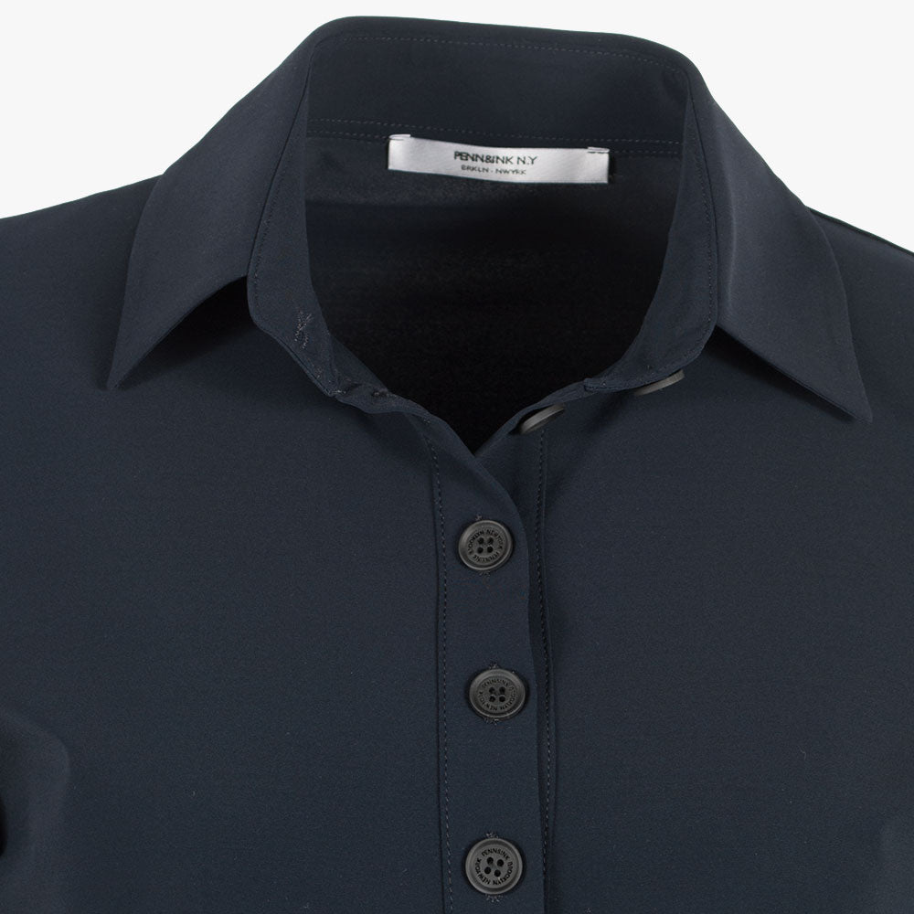 Schlupfbluse uni, Detail Kragen | navy