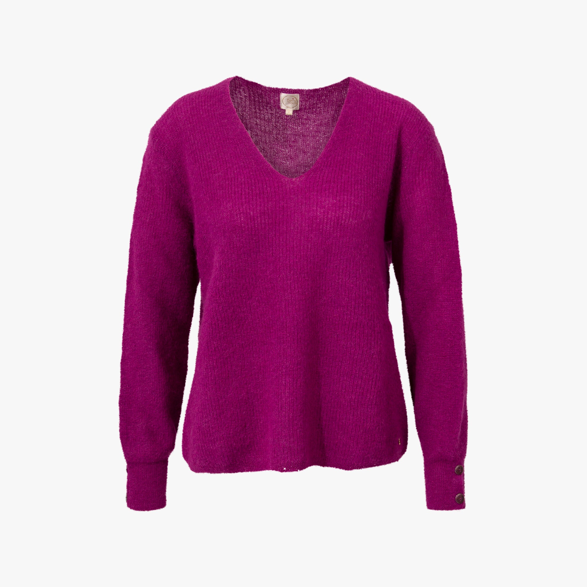 V-Neck Rippenpulli | violett