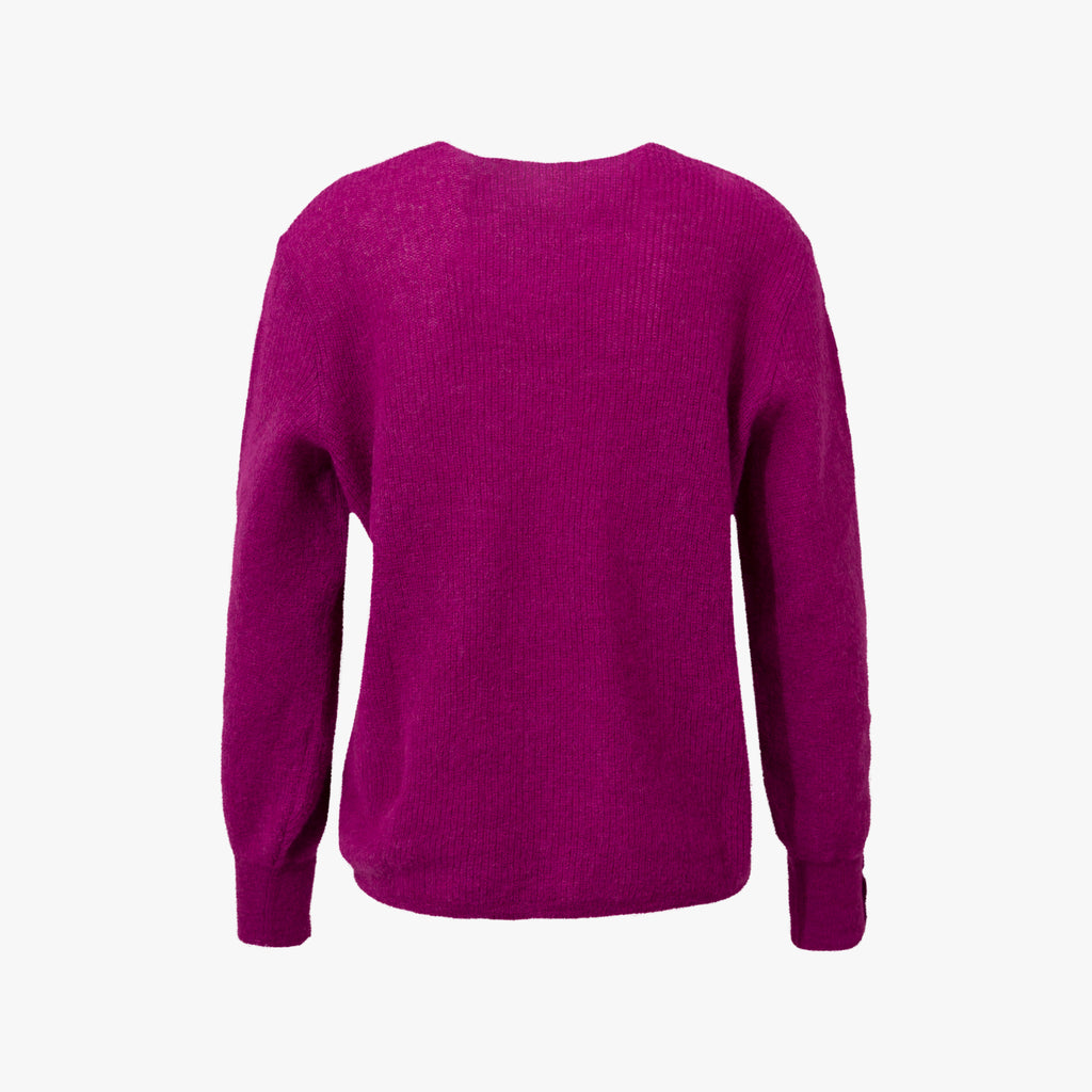 V-Neck Rippenpulli | violett