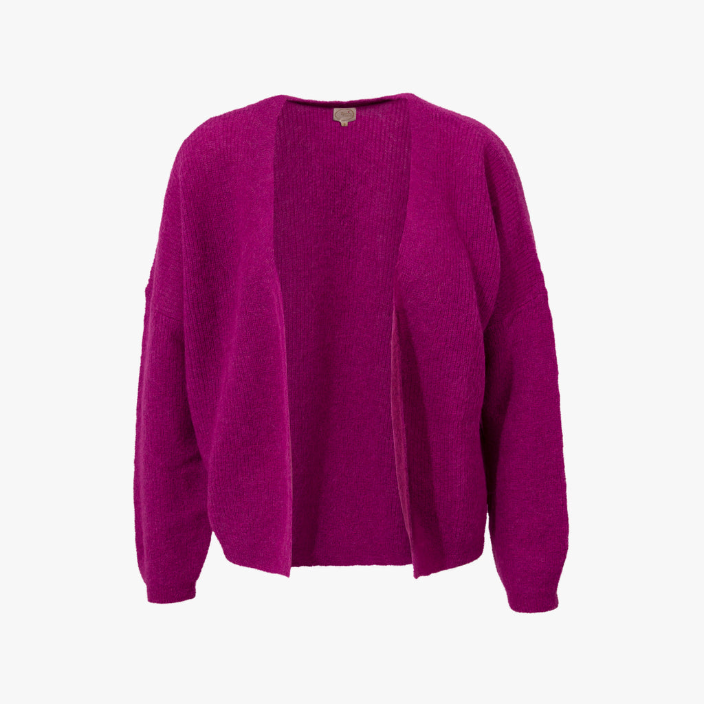 Cardigan Rippe open | violett