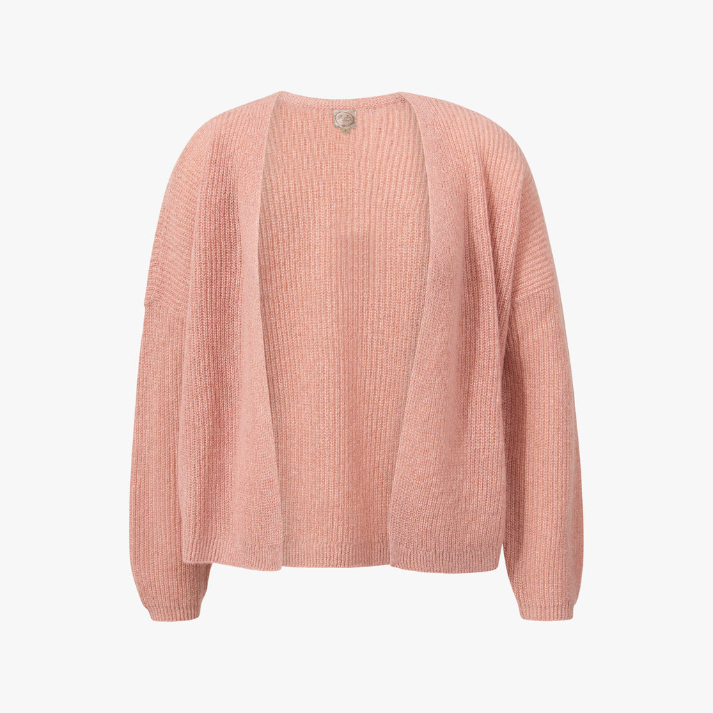 Cardigan Rippe open | rose