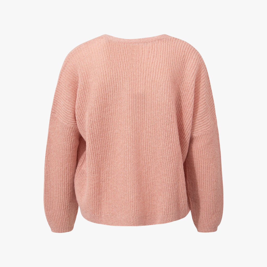 Cardigan Rippe open | rose