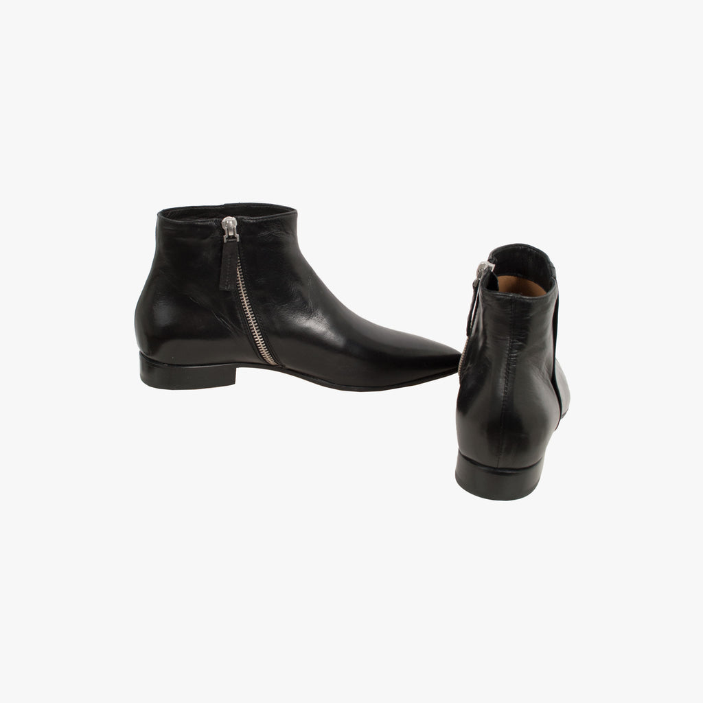 Pomme D'or Stiefelette Glattleder spitz | schwarz