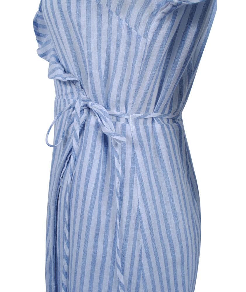 Wickelkleid Streifen | blau-weiß