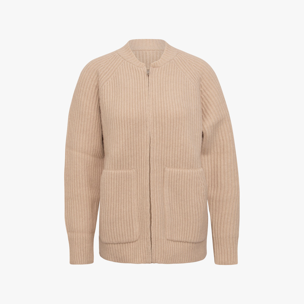Strickjacke Zip | beige