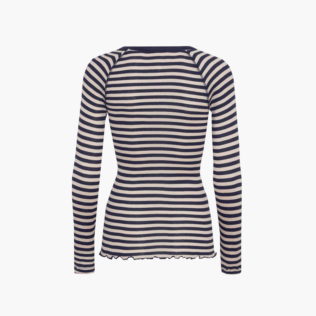 Seamless Basic Rippenshirt Seide | navy