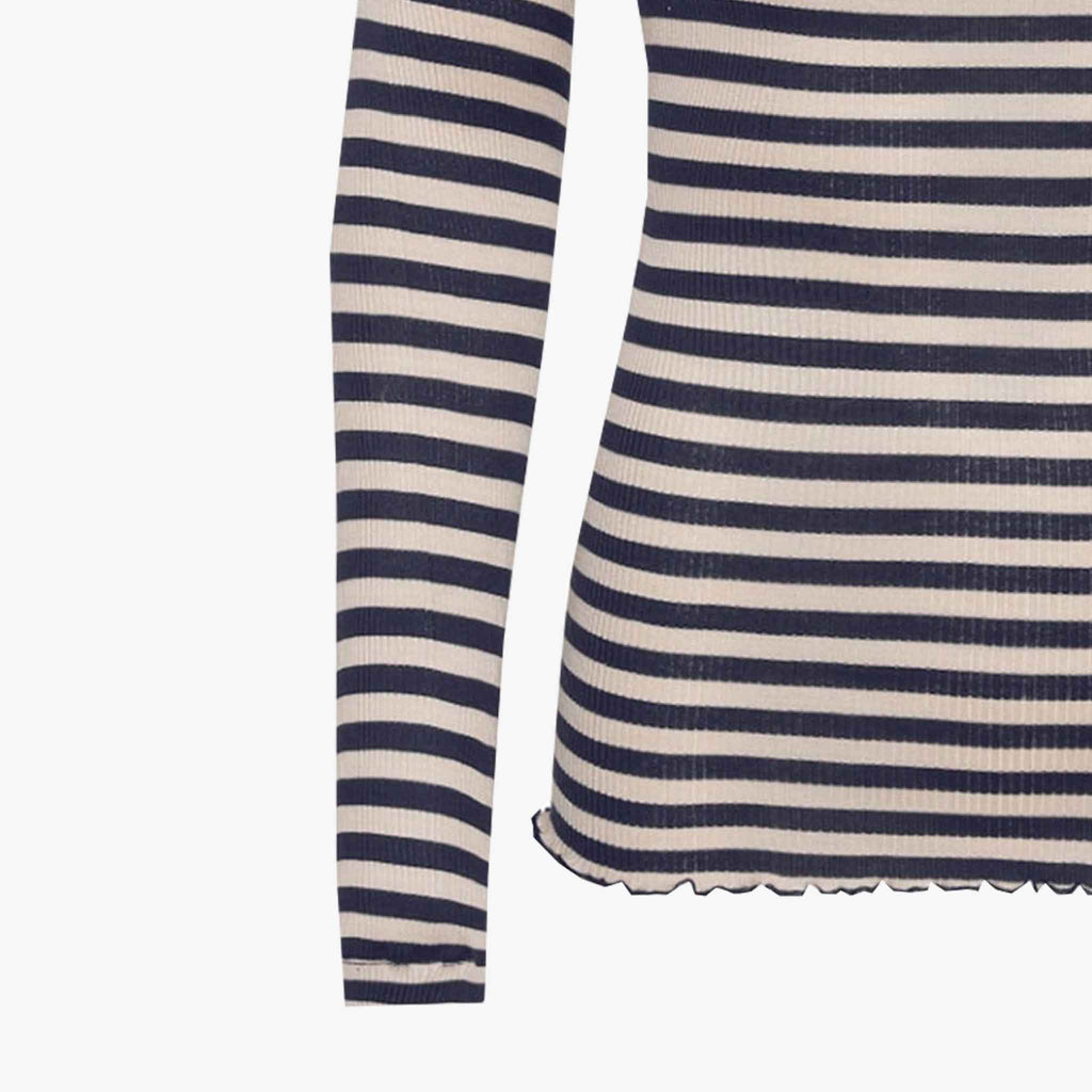 Seamless Basic Rippenshirt Seide | navy