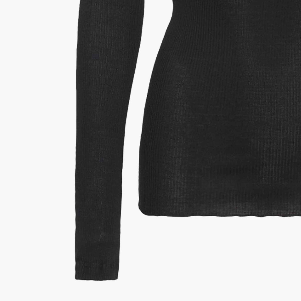 Seamless Basic Rippenshirt Seide | schwarz