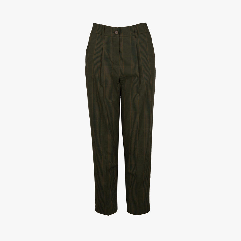 Skills & Genes Hose Karo Cropped | grün