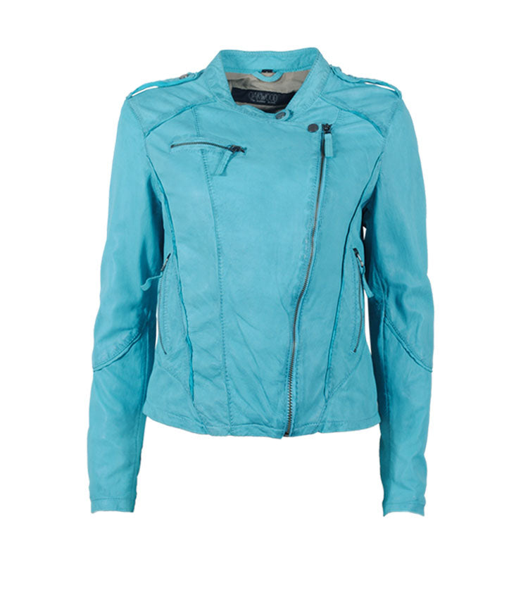 Lammleder Bikerjacke | türkis