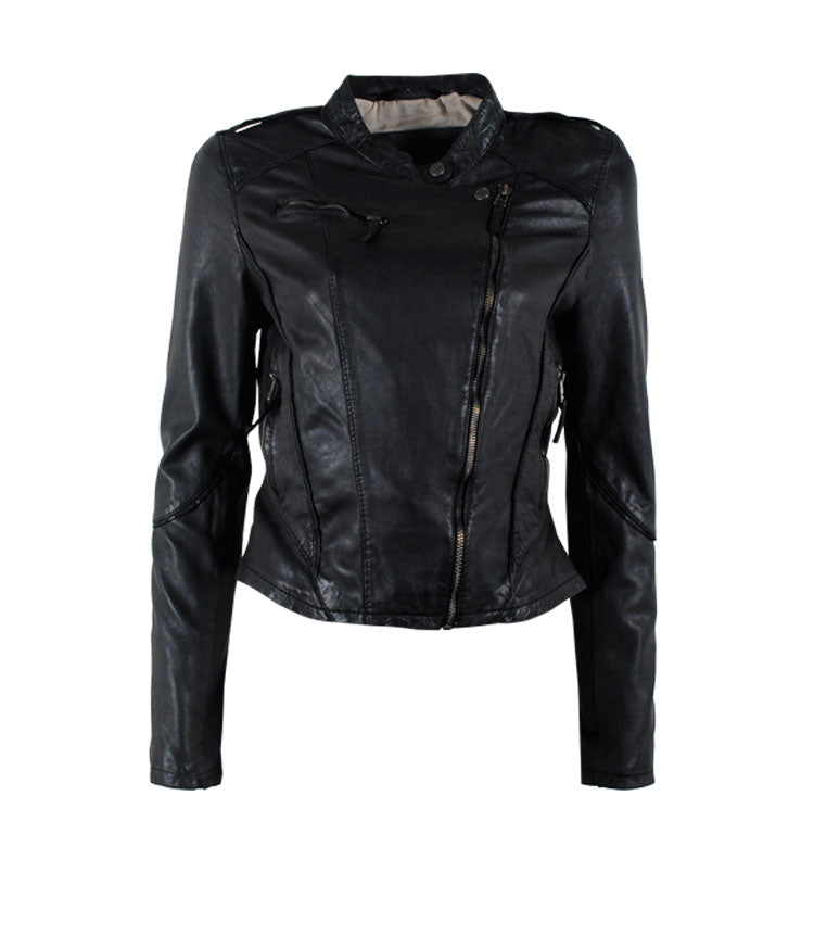 Lammleder Bikerjacke | schwarz