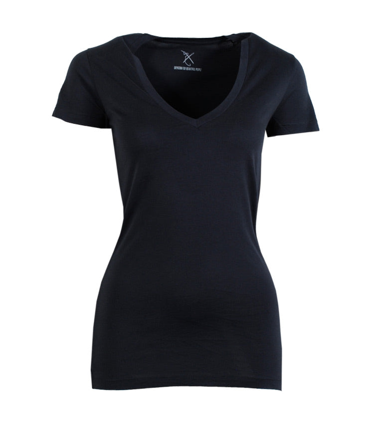 V-Shirt basic Linaria | blaugrau