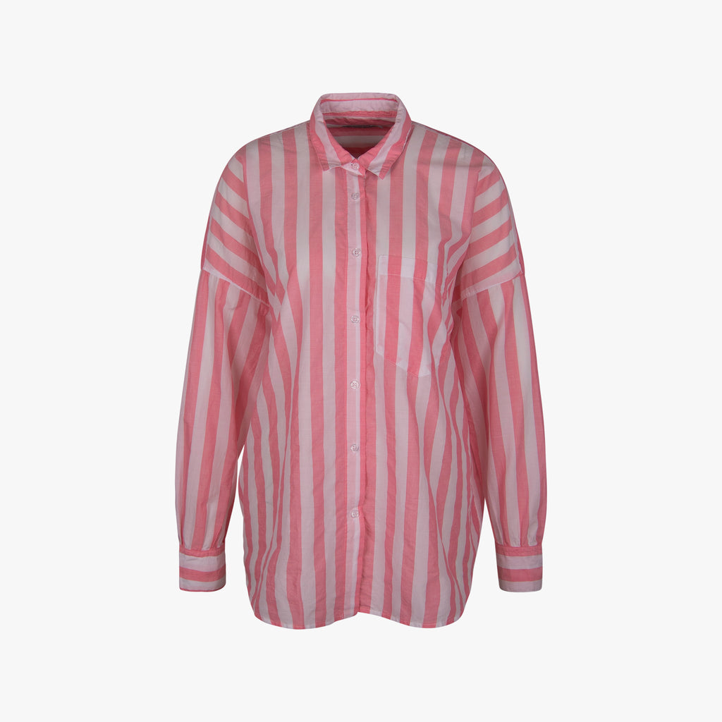 The White Shirt Bluse Streifen | rosa
