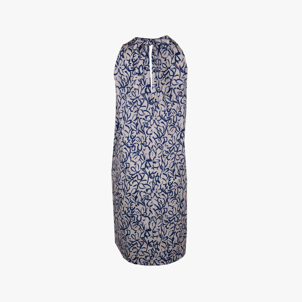 Toupy Kleid ohne Arm Print | blau-weiß