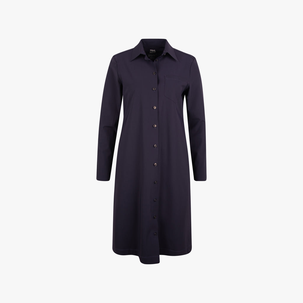 Trvl Drss Hemdblusenkleid uni | dunkelblau
