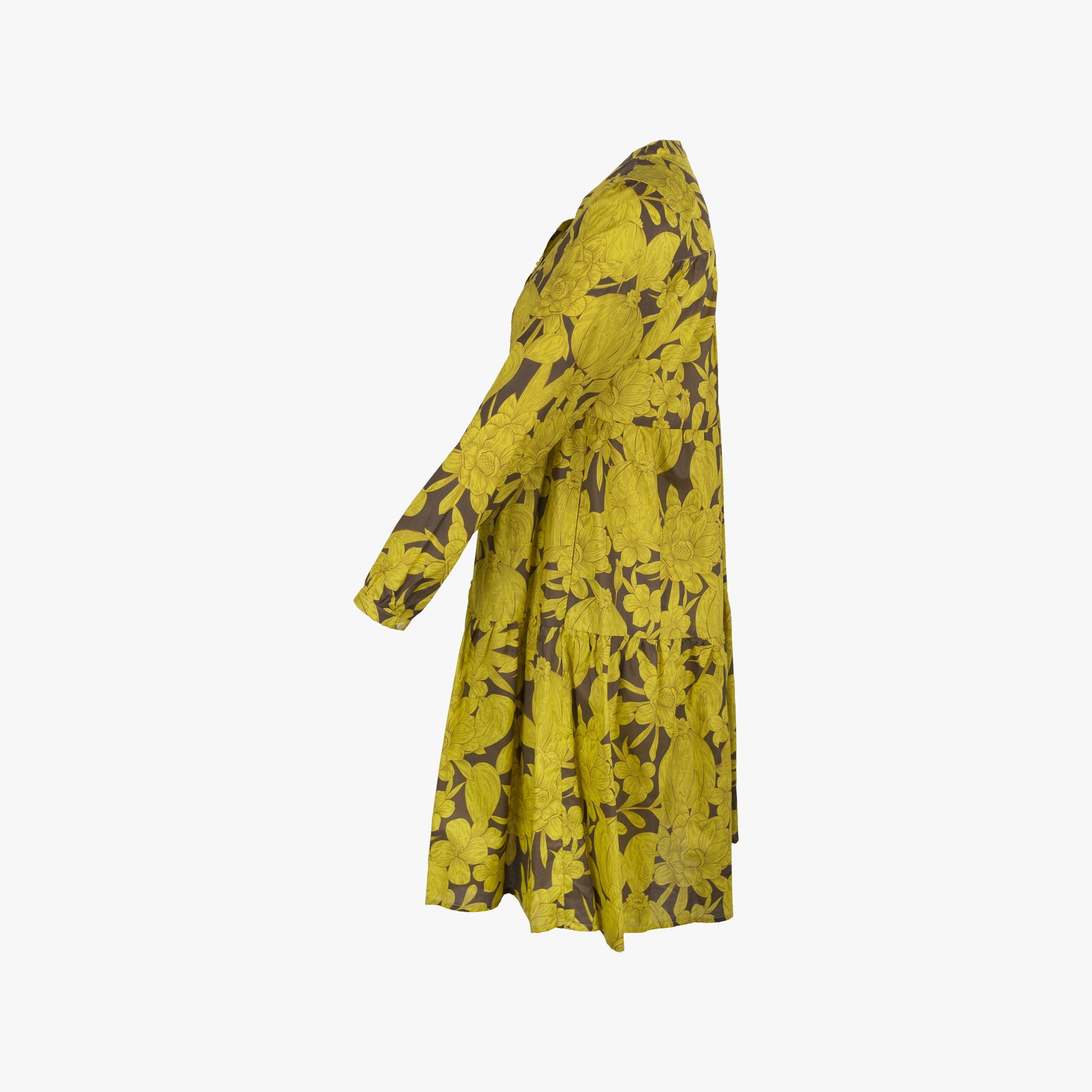 White Shirt Kleid Flowerprint | gelb