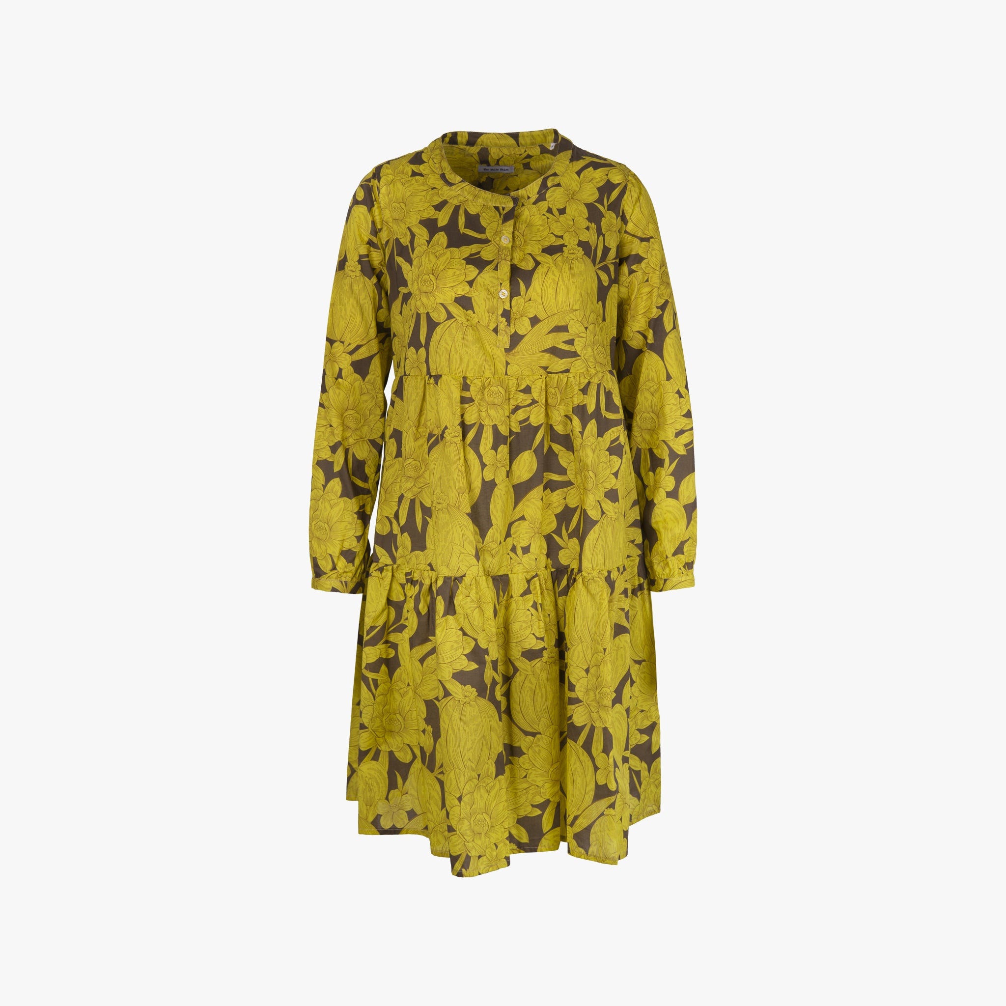 White Shirt Kleid Flowerprint | gelb
