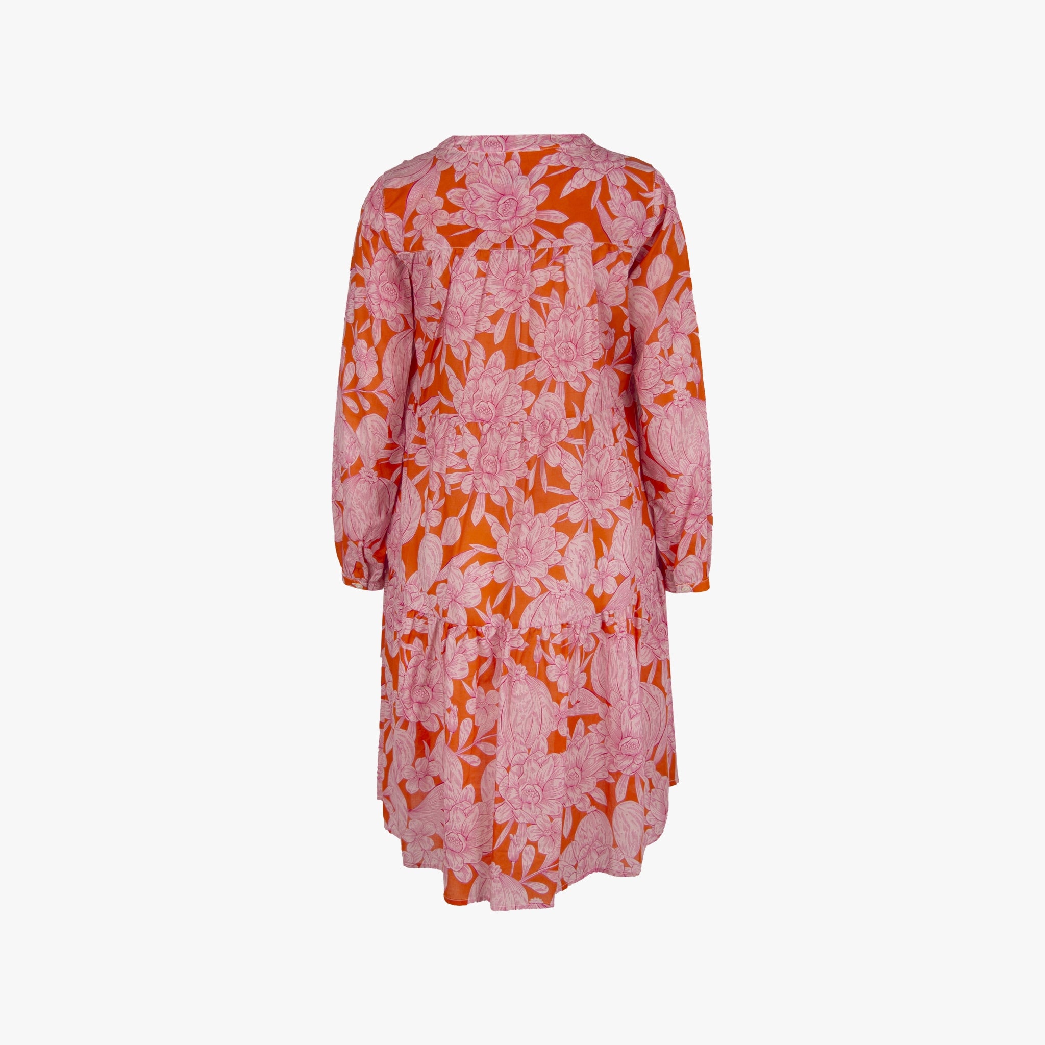 White Shirt Kleid Flowerprint | orange