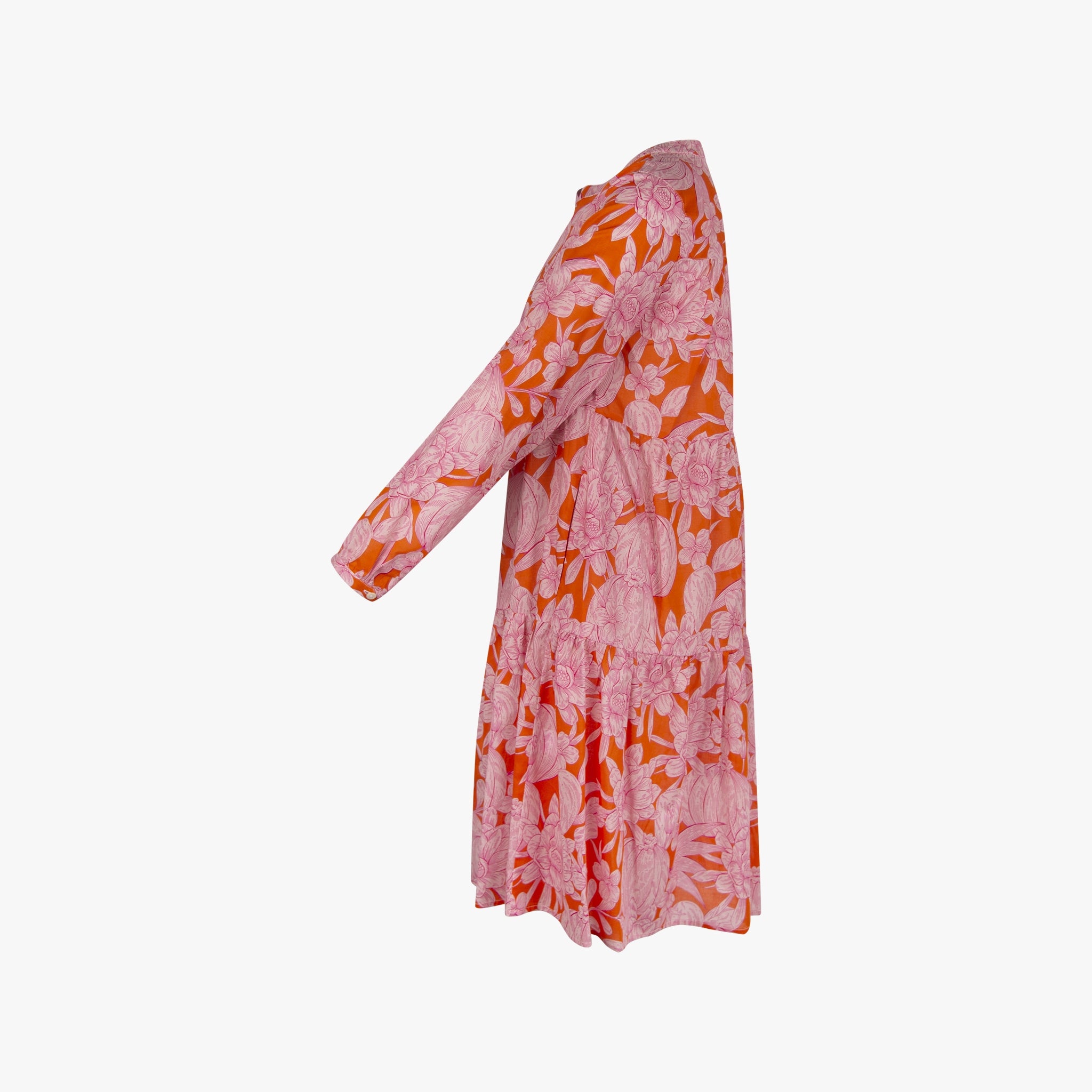 White Shirt Kleid Flowerprint | orange