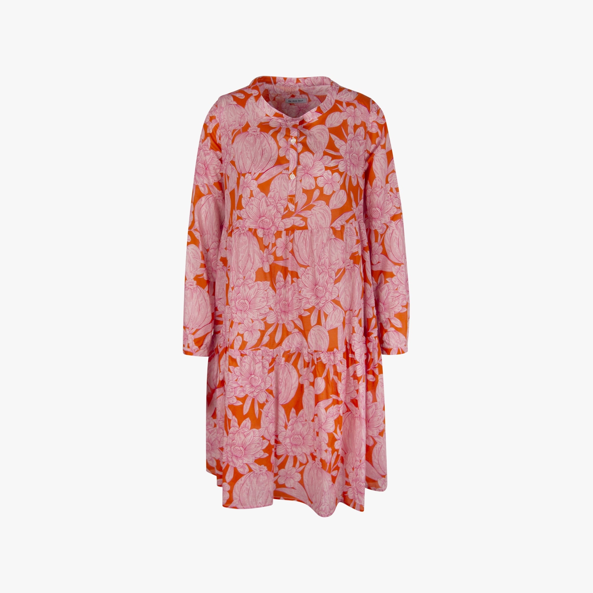 White Shirt Kleid Flowerprint | orange