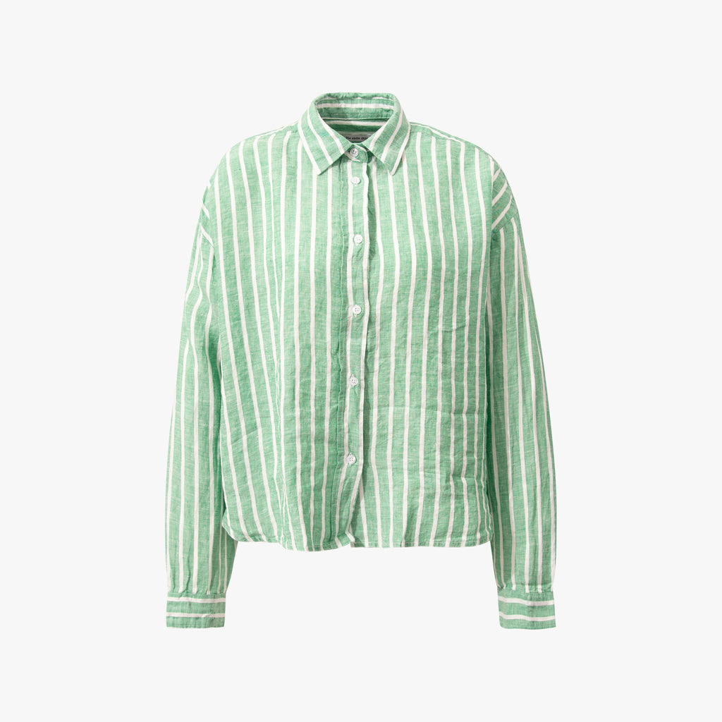 1/1 Leinenbluse Streifen | grün
