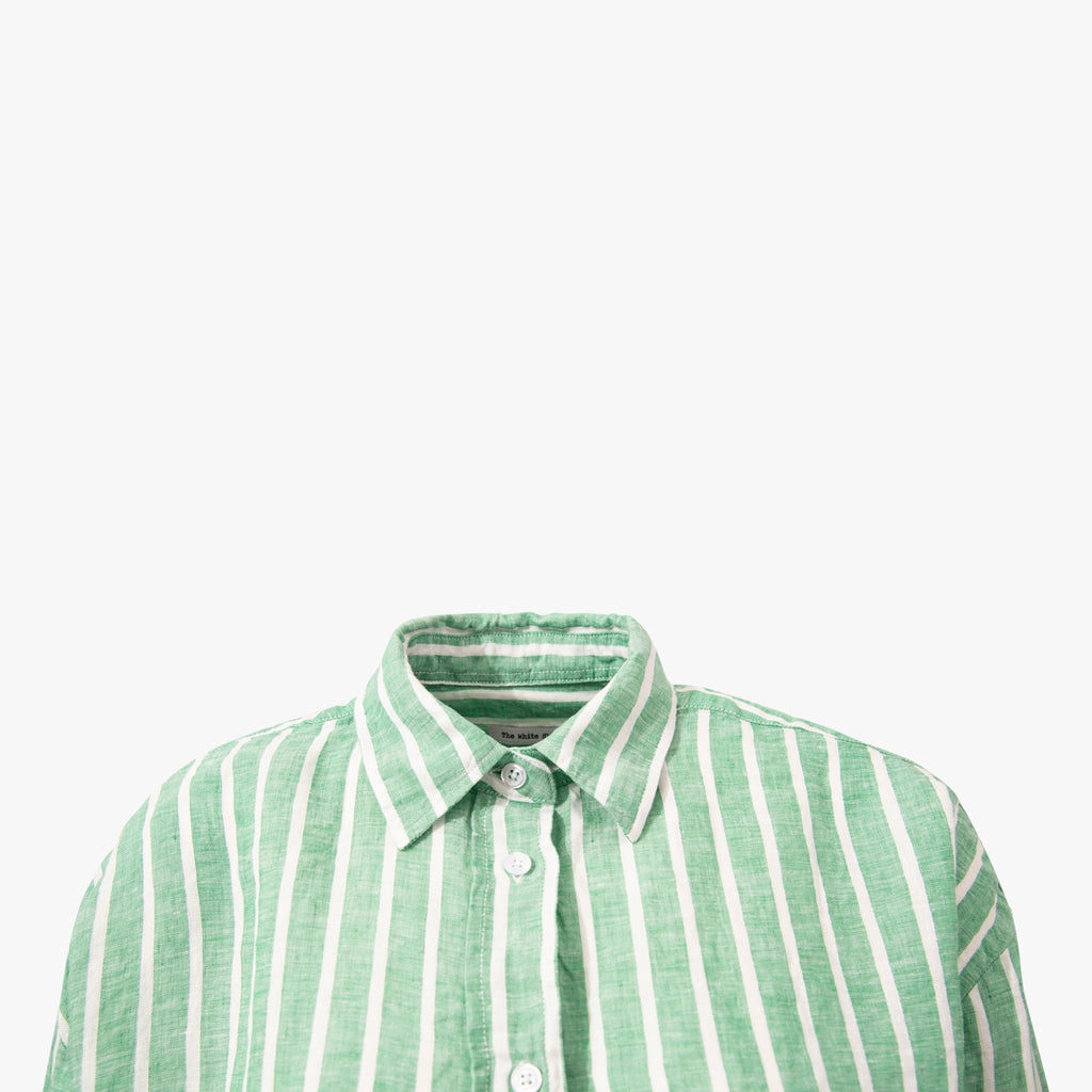 1/1 Leinenbluse Streifen | grün