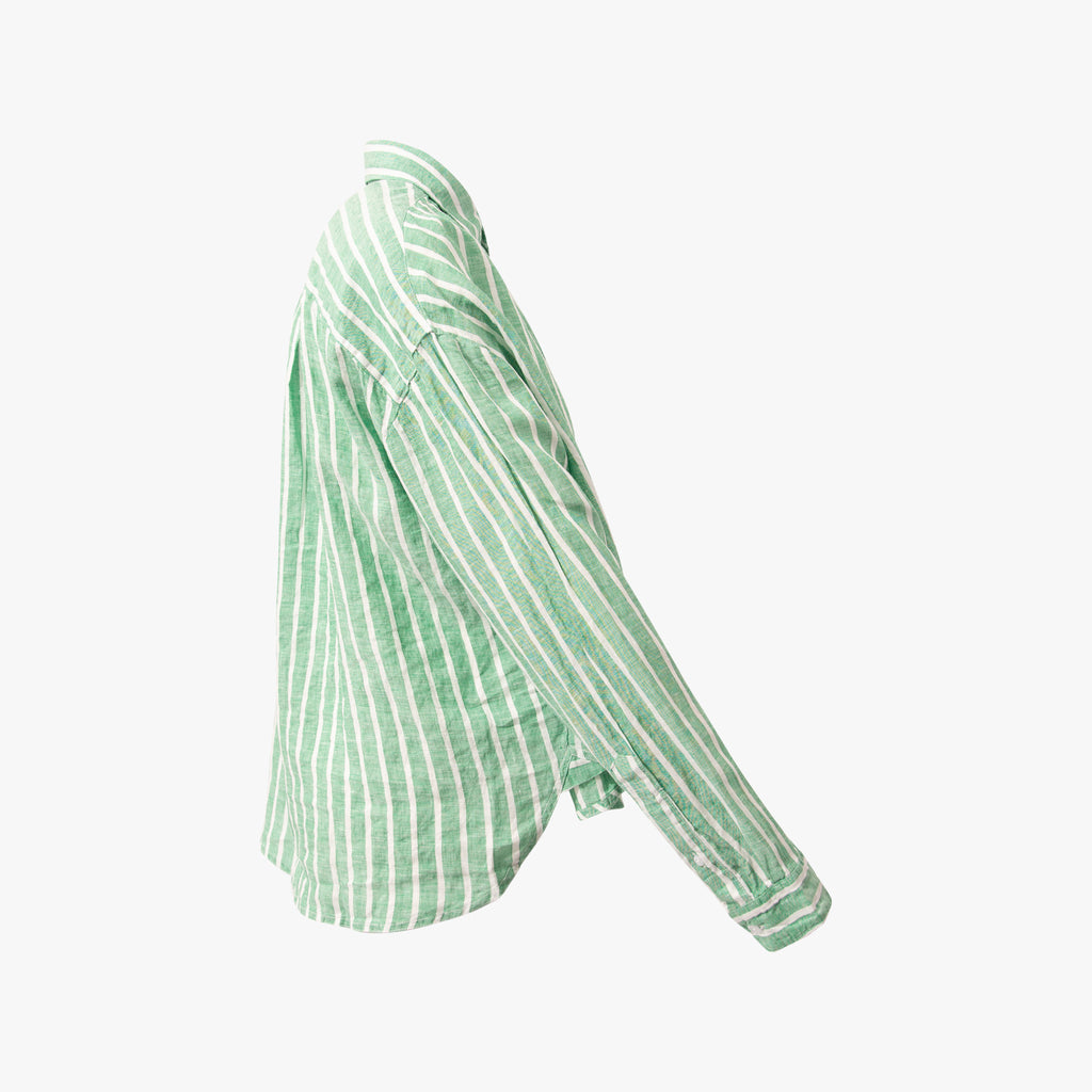 1/1 Leinenbluse Streifen | grün